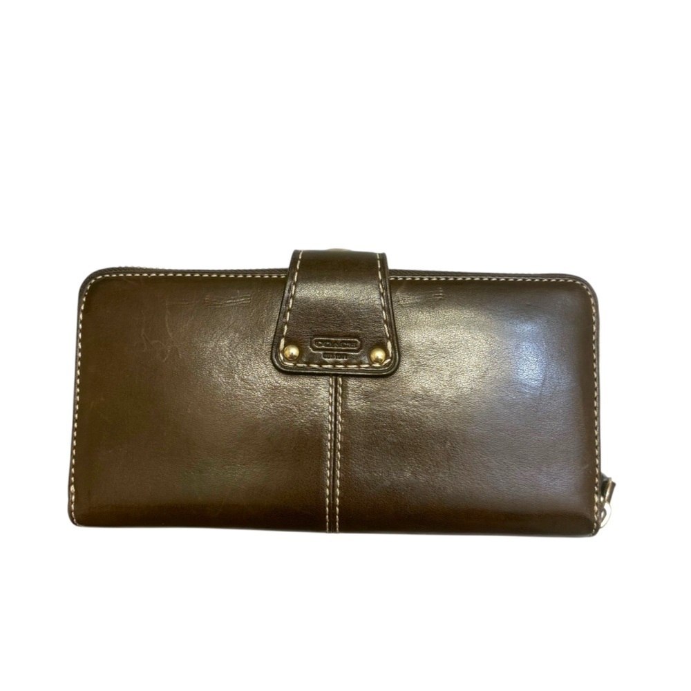 COACH Limited ED LILY LEGACY Brown LEATHER TURNLOCK ZIP CLUTCH PURSE WALLET - Picture 2 of 8